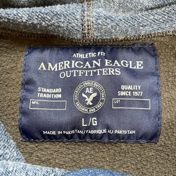 American Eagle Outfitters two color gray and blue hoodie sweatshirt - Picture 3 of 5